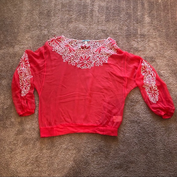 Tops - 🌟FINAL PRICE 2/$5— Sheer Embroidered Shirt